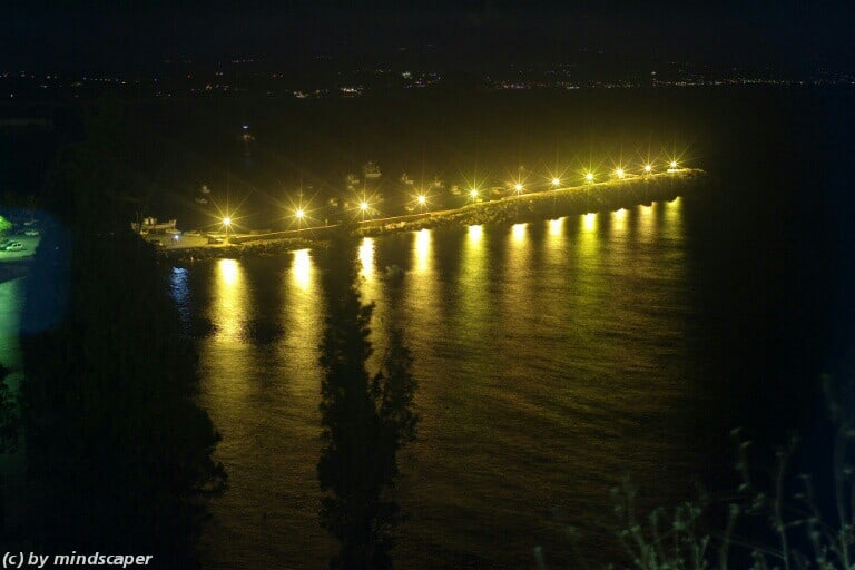 Koroni Harbour Mole by Night