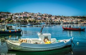 Fisherboats with Koroni Skyline - Sea Stroy