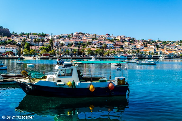 Fisherboats with Koroni Skyline - Sea Stroy