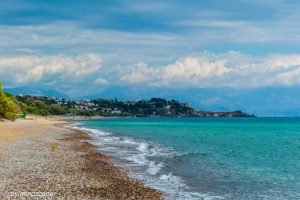 Zanga Beach with Turquoise Sea on a Cloud Day - Koroni Beaches