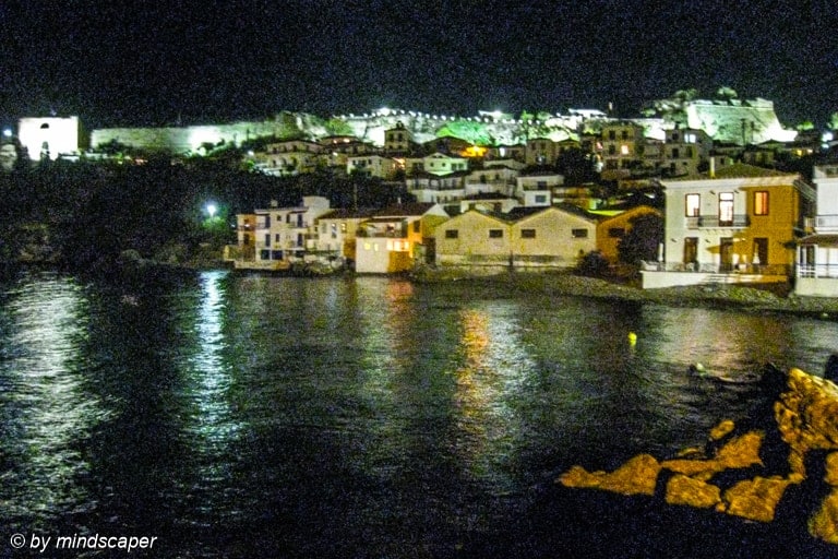 Lighted Kastro Skyline - Koroni by Night