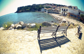 Koroni Kastro & Bench in the Harbour - Fisheye