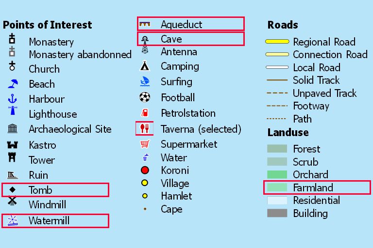 Koroni Surroundings Map Topo25 - Symbols (2025 V4) - with Changes to 2021